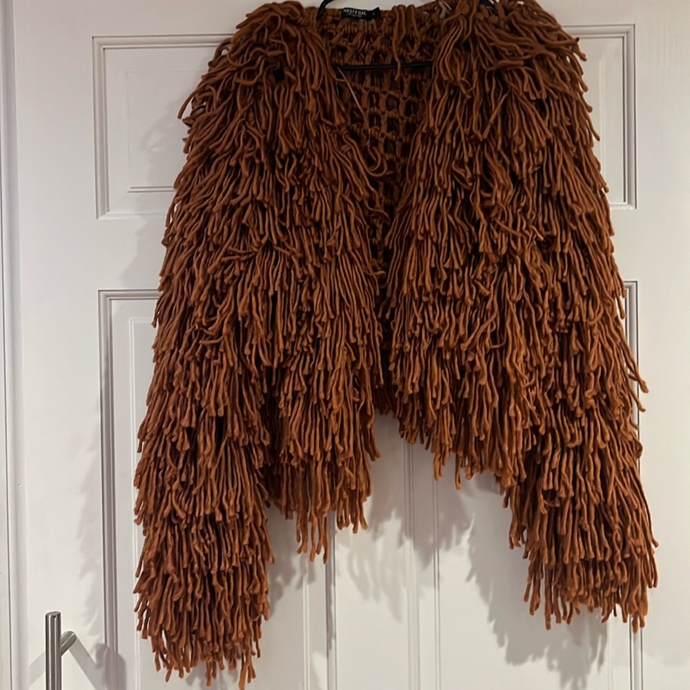 NASTY GAL RUST SHAGGY CARDIGAN- size small